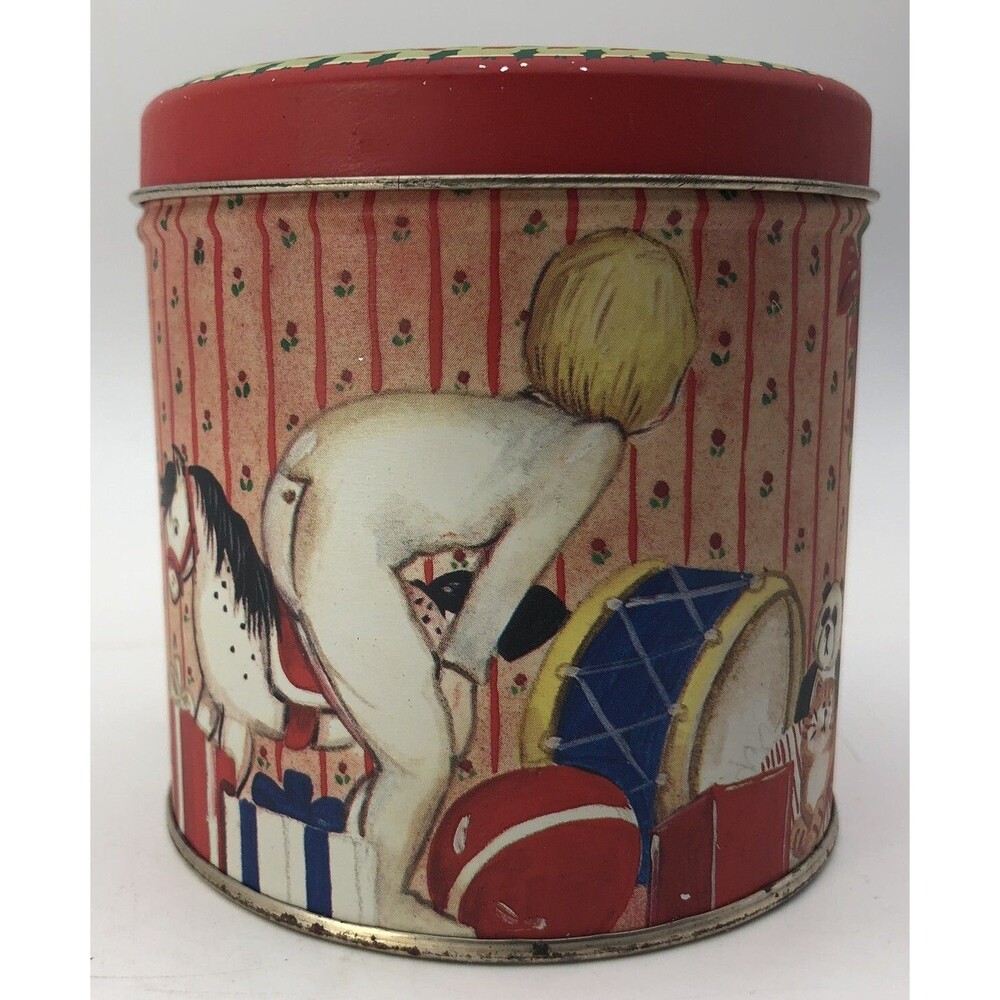 Vintage Bristol Ware Tin Santa Claus In Chimney Child 3 1/2” Container